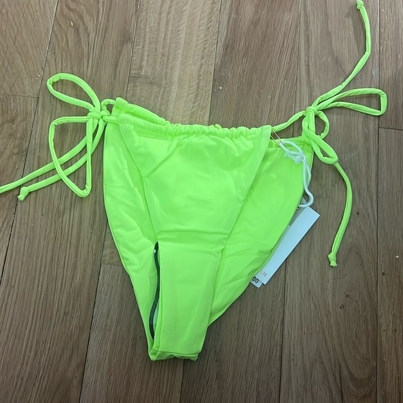 Good American TinyTies Bikini Bottom NWT size 1 Electric Lime - Picture 2 of 6